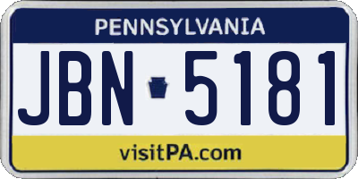 PA license plate JBN5181