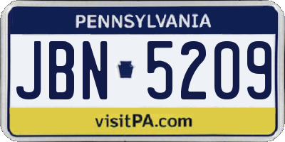 PA license plate JBN5209