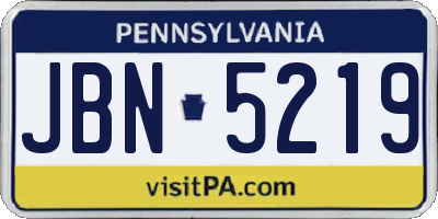 PA license plate JBN5219