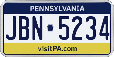PA license plate JBN5234