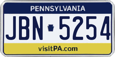 PA license plate JBN5254