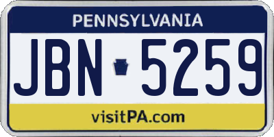 PA license plate JBN5259