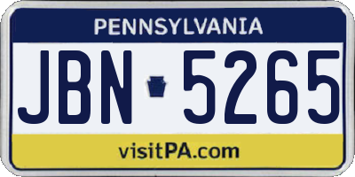 PA license plate JBN5265