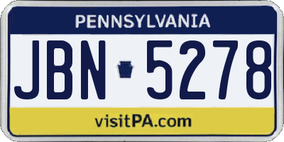 PA license plate JBN5278