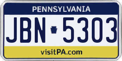 PA license plate JBN5303