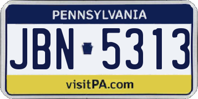 PA license plate JBN5313