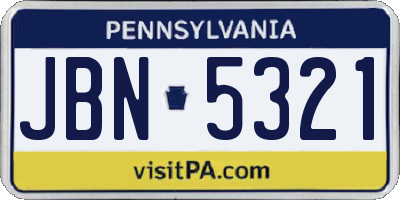 PA license plate JBN5321