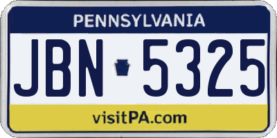 PA license plate JBN5325