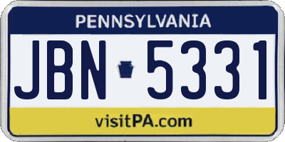 PA license plate JBN5331