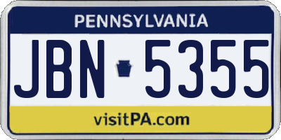 PA license plate JBN5355