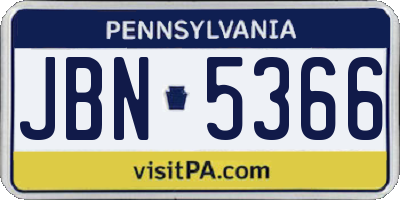 PA license plate JBN5366