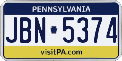 PA license plate JBN5374