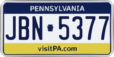 PA license plate JBN5377