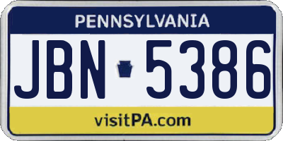 PA license plate JBN5386