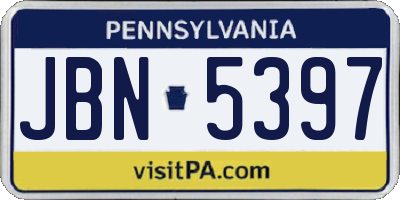 PA license plate JBN5397