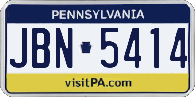 PA license plate JBN5414