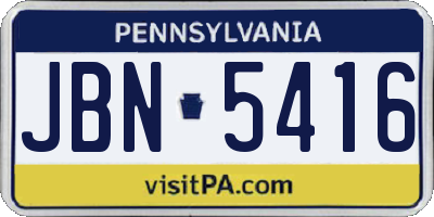PA license plate JBN5416