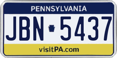 PA license plate JBN5437