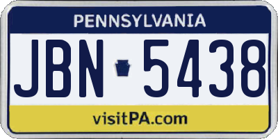 PA license plate JBN5438