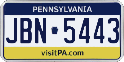 PA license plate JBN5443