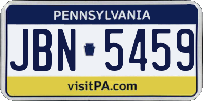 PA license plate JBN5459
