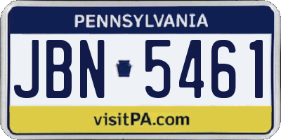 PA license plate JBN5461