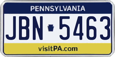 PA license plate JBN5463