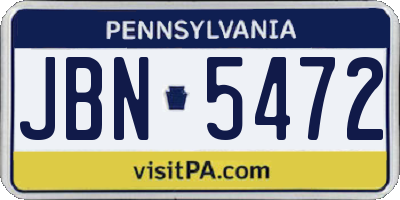 PA license plate JBN5472