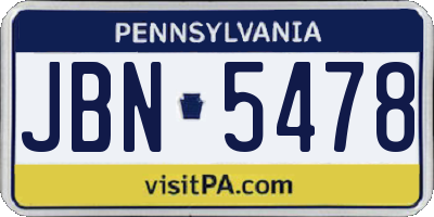 PA license plate JBN5478