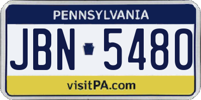 PA license plate JBN5480