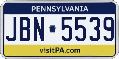 PA license plate JBN5539