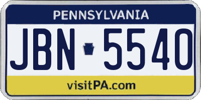 PA license plate JBN5540
