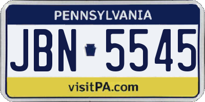 PA license plate JBN5545