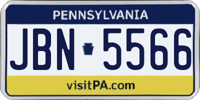 PA license plate JBN5566