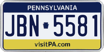PA license plate JBN5581