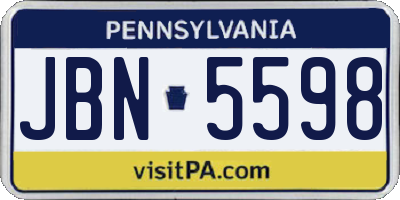 PA license plate JBN5598