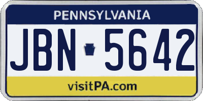 PA license plate JBN5642