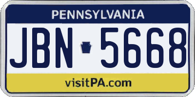 PA license plate JBN5668