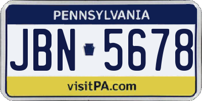 PA license plate JBN5678