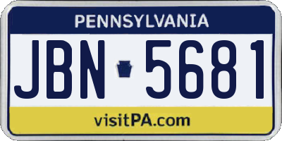 PA license plate JBN5681