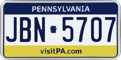 PA license plate JBN5707