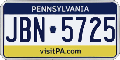 PA license plate JBN5725
