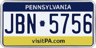 PA license plate JBN5756