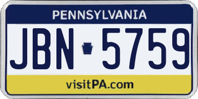 PA license plate JBN5759