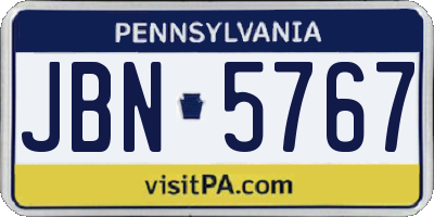 PA license plate JBN5767
