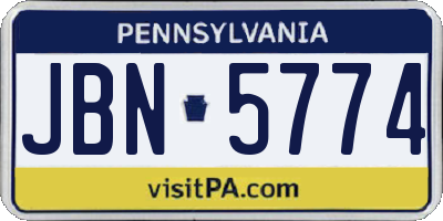 PA license plate JBN5774