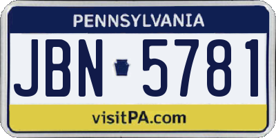 PA license plate JBN5781