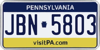 PA license plate JBN5803