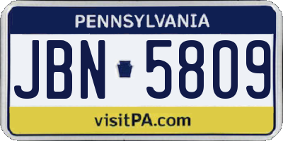 PA license plate JBN5809