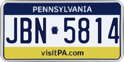 PA license plate JBN5814